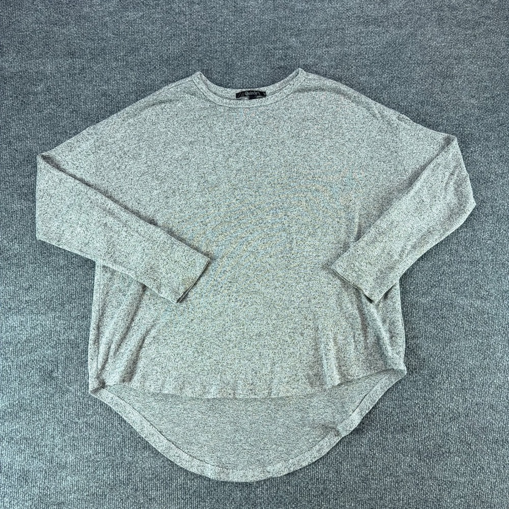 Quince Women Gray Ecovero Knit High Low Long Sleeve‎ Top Size L Relaxed Fit